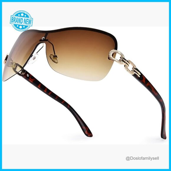 Y2K Sunglasses Wrap Around Rimless Trendy Retro Fashion Statement main image 4